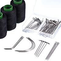 83 Piezas de Alfileres de Peluca en Forma de C J I Pasadores en T Hilo Negro para Fabricación de Peluca Extensión de…